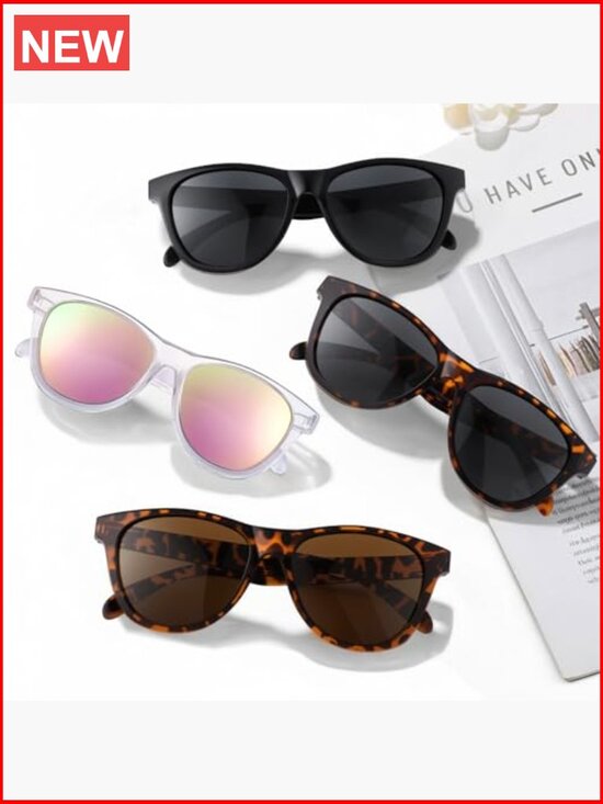 4 Pack Polarized Round Sunglasses UV400 Protection Retro Classic main image 5